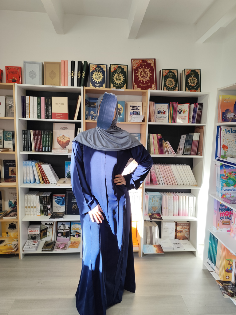 ABAYA ZIP BLEUE
