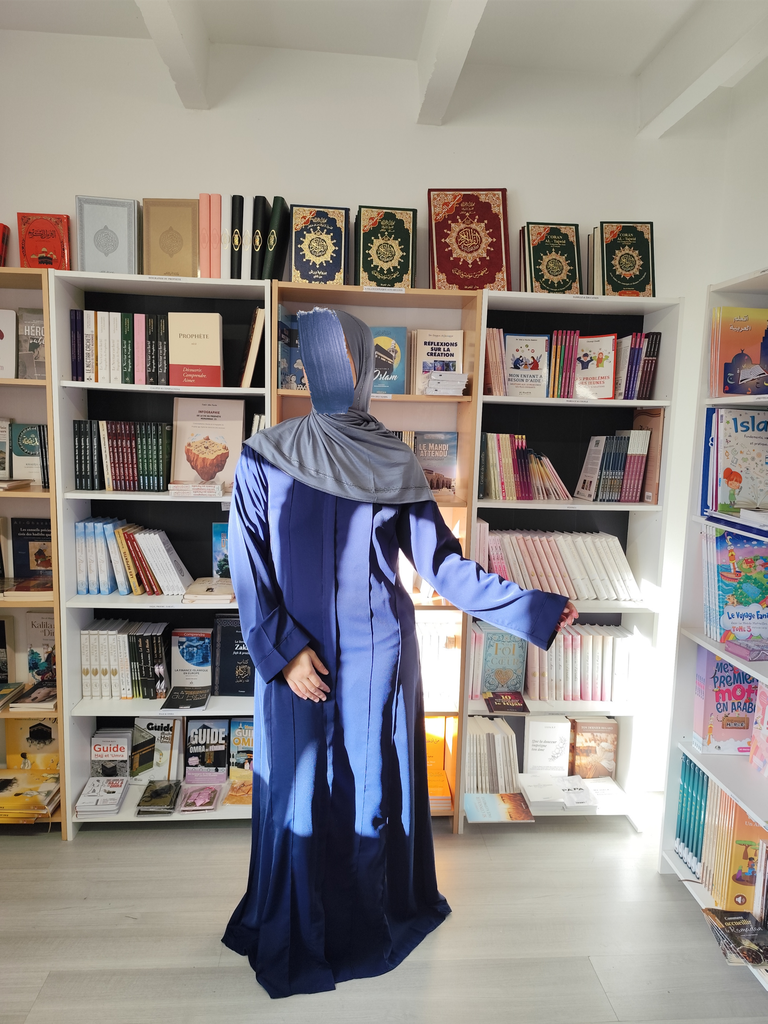ABAYA ZIP BLEUE